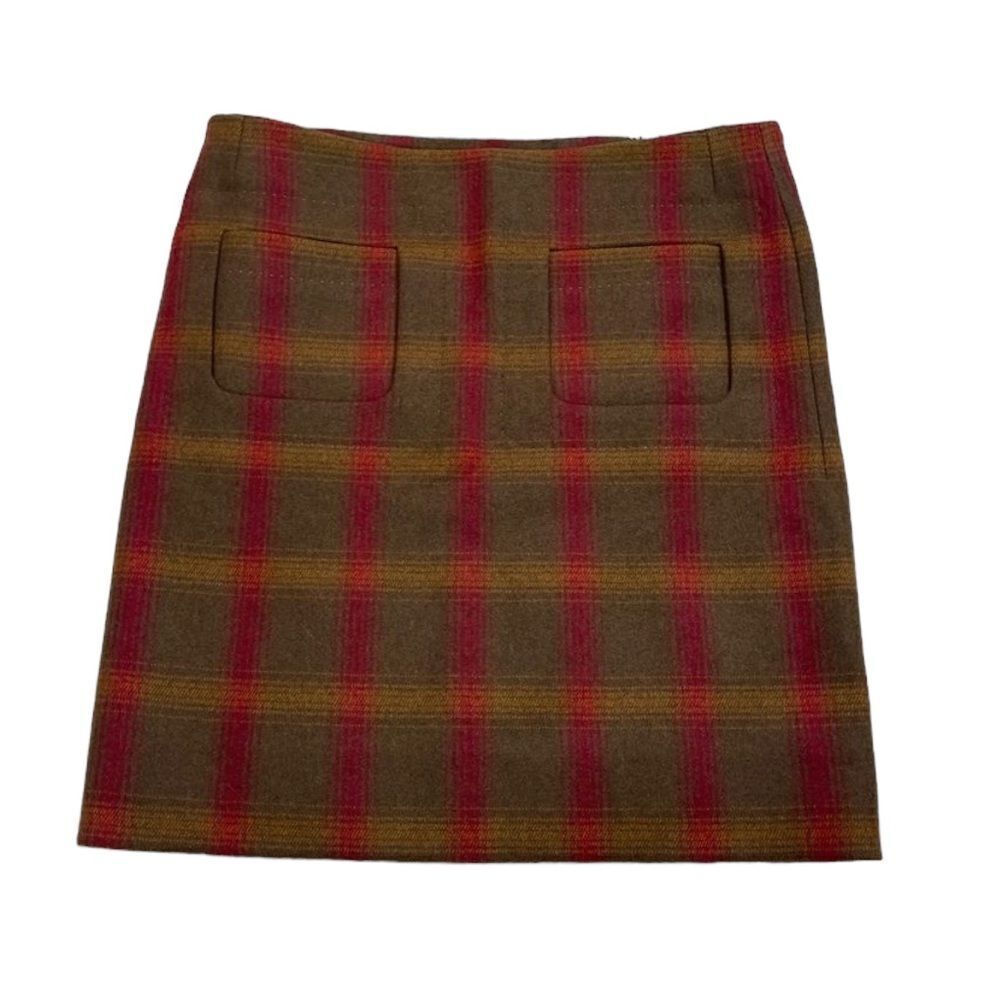 Chloe Plaid Wool Mini Skirt Flat Front